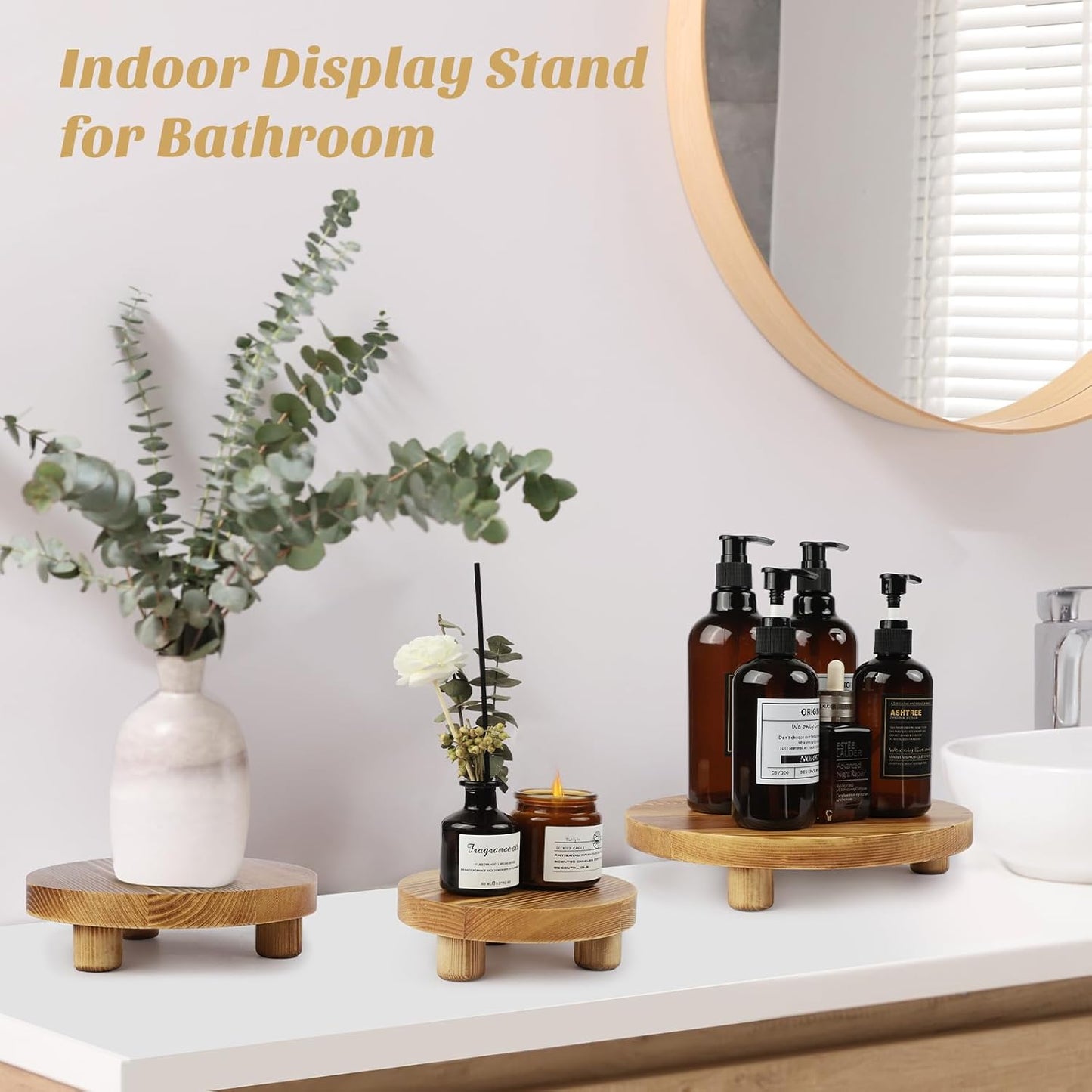 Wooden Plant Stands,Wood Risers Indoor Outdoor for Decor,Wooden Stool 