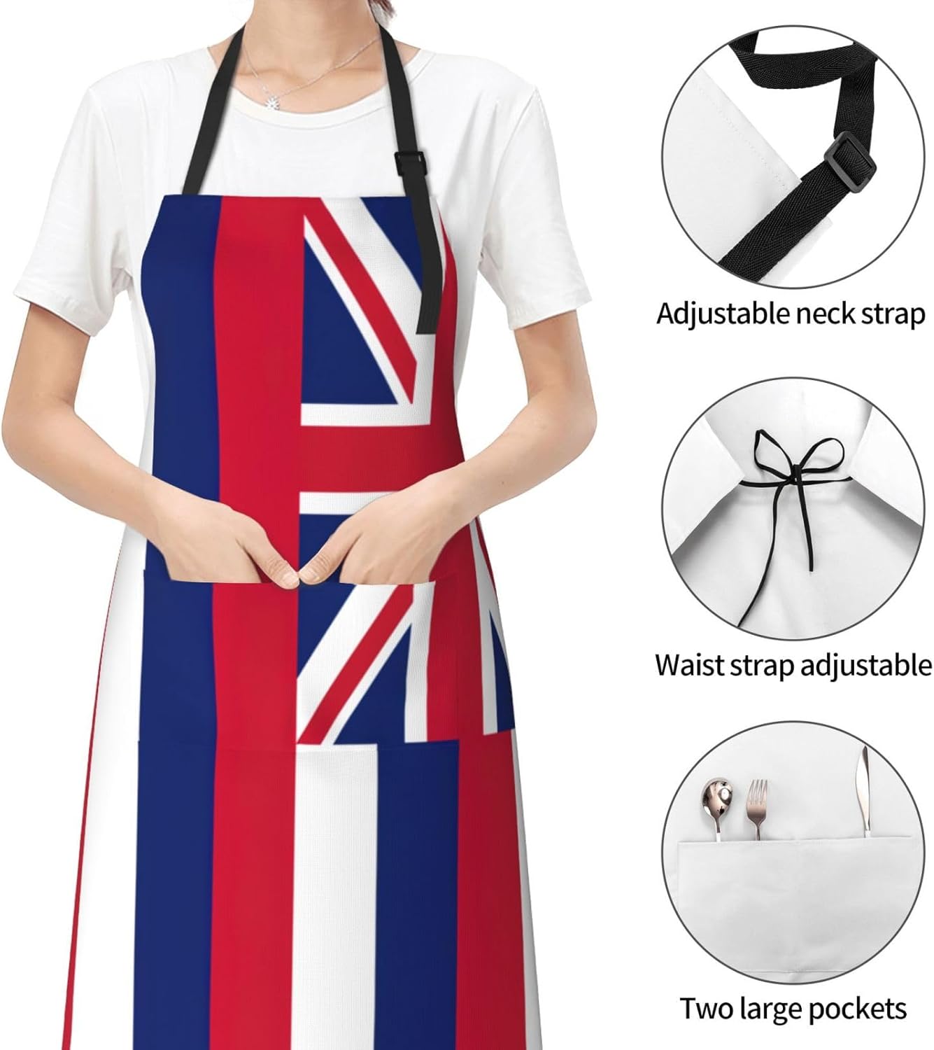 Hawaii Flag print Waterproof apron with pocket adjustable cooking apron for adult kitchen bibs to bake