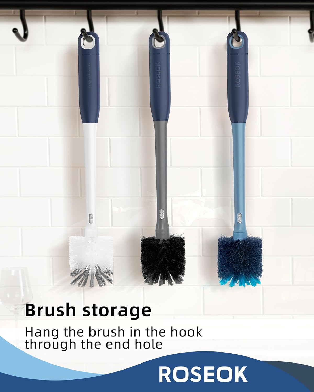 2 in 1 Long Handle Bottle Brush with Straw Brush for Cleaning Glass, S