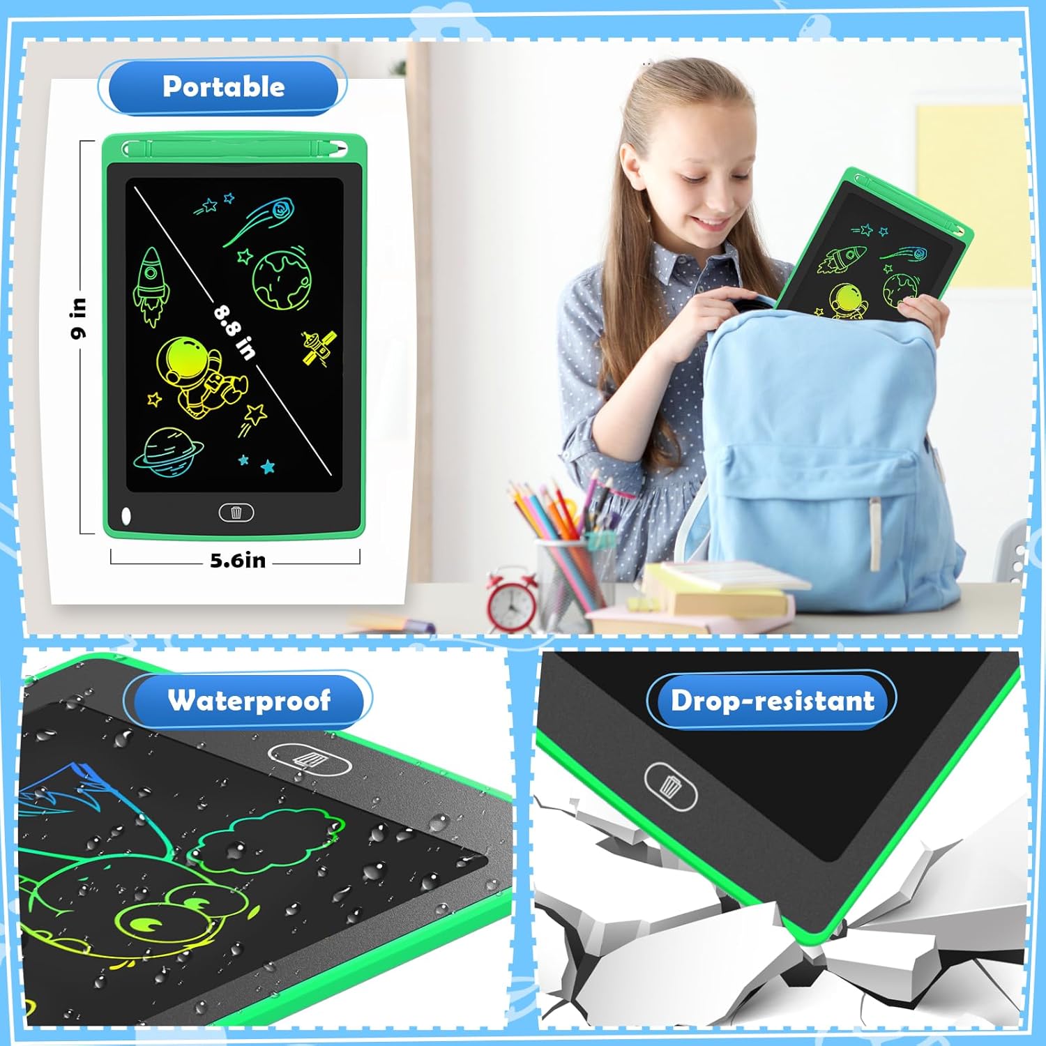 4 Pack LCD Writing Tablet for Kids, 8.5 Inch Colorful Doodle Board Dra