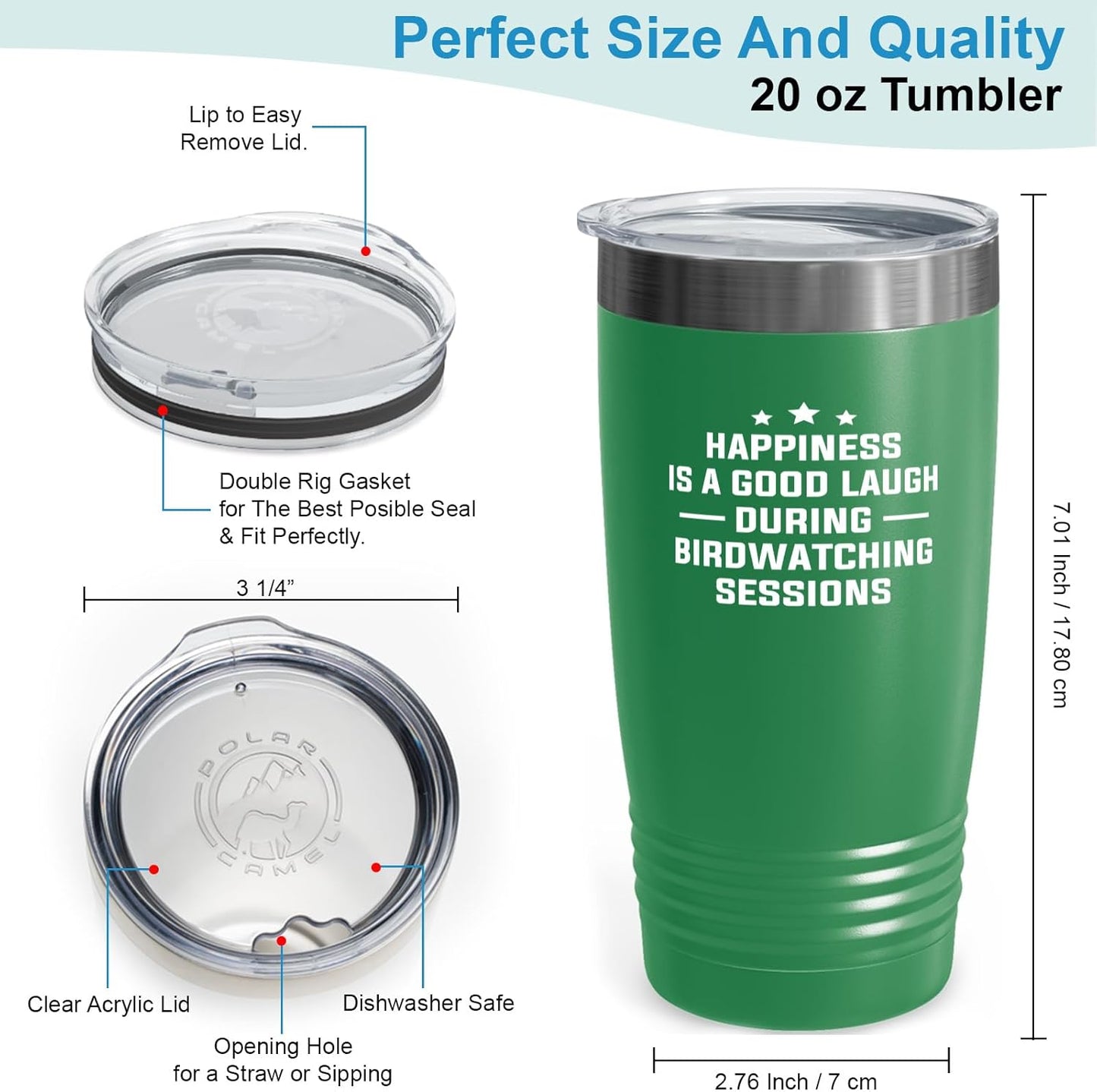 Hobby Tumbler 20oz Green -Birdwatching Sessions - Bird Feeder Backyard