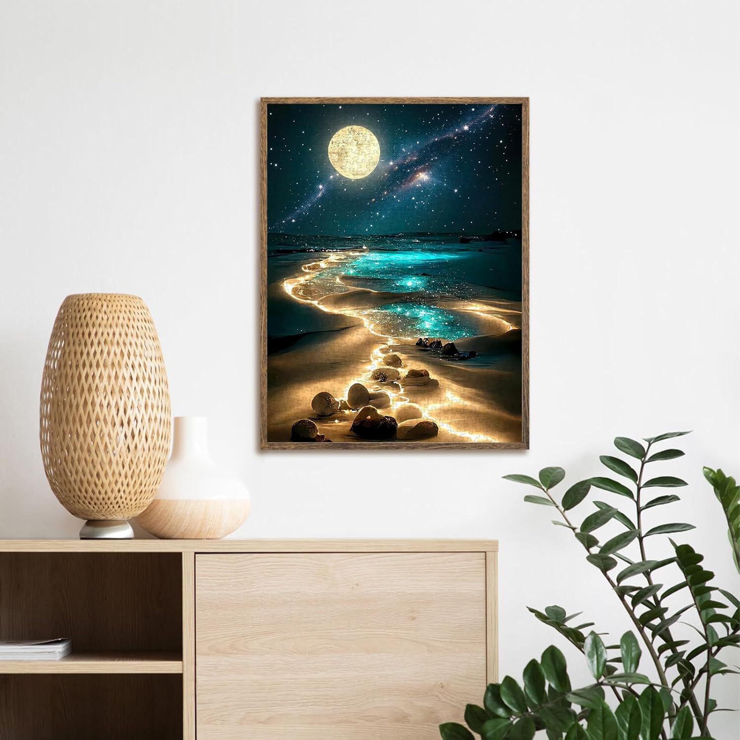 Moonlight Jigsaw Puzzles for Adults 1000 Pieces, Sparkling Beach Natur