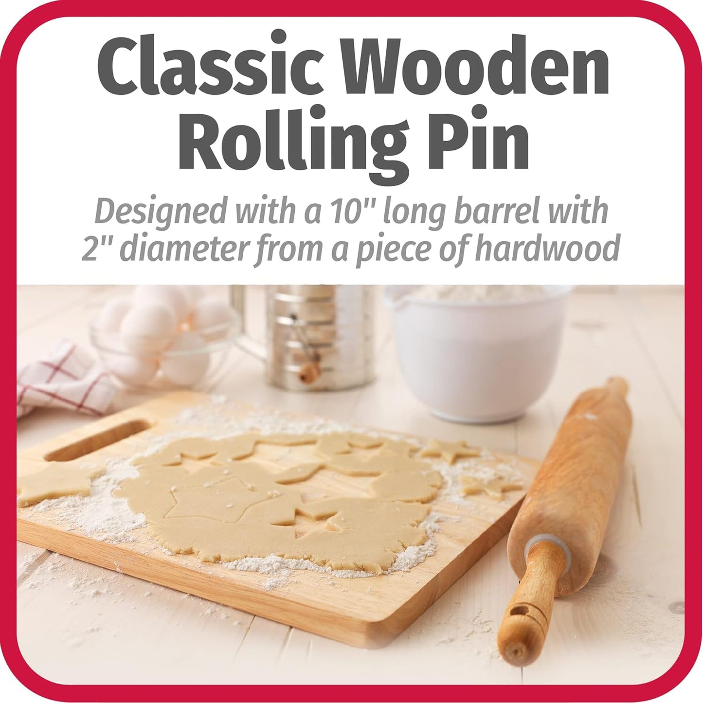 GoodCook Everyday Rolling Pin, 17 inches, Wood