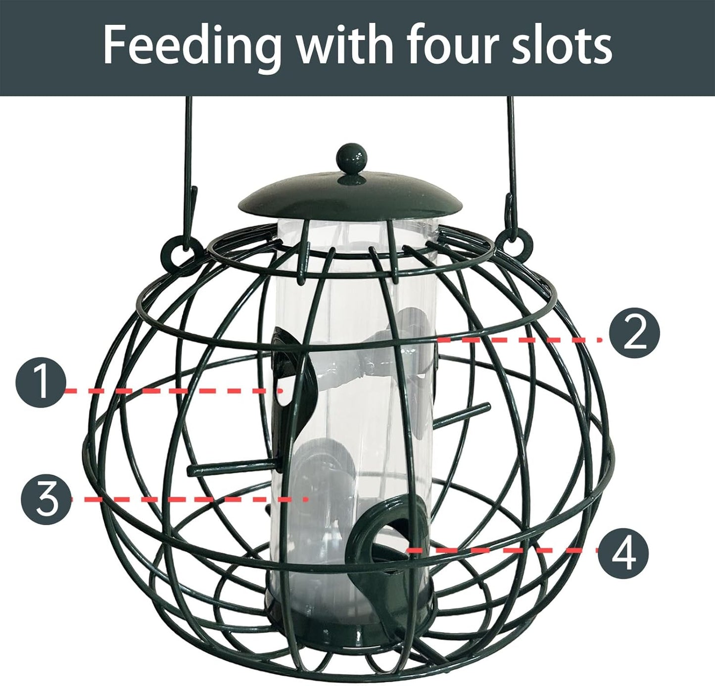 Squirrel Proof Bird Feeder - Outdoor Hanging Wild Bird Feeder, Large Capacity Weatherproof Tube Feeder with Base Tray, Finch Birdfeeder, Green