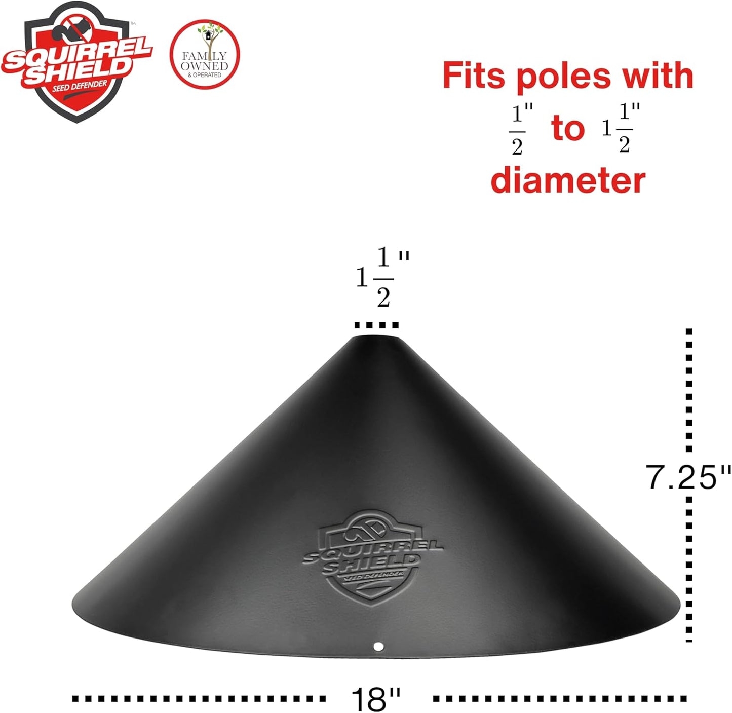 Nature's Way Squirrel Shield 18 inch Metal Wrap Around Baffle for Outdoor Wild Bird Seed Feeder, Squirrel Proof, Black