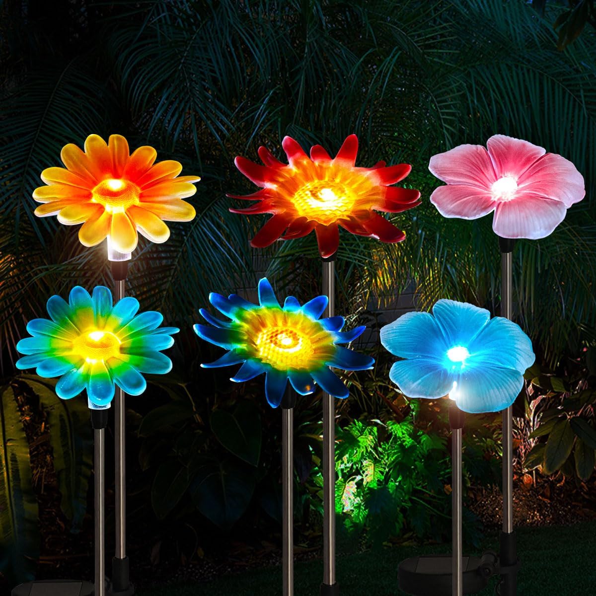 EiGreen 6 Pack Solar Garden Lights Outdoor Decor,Stake Yard Figurine C