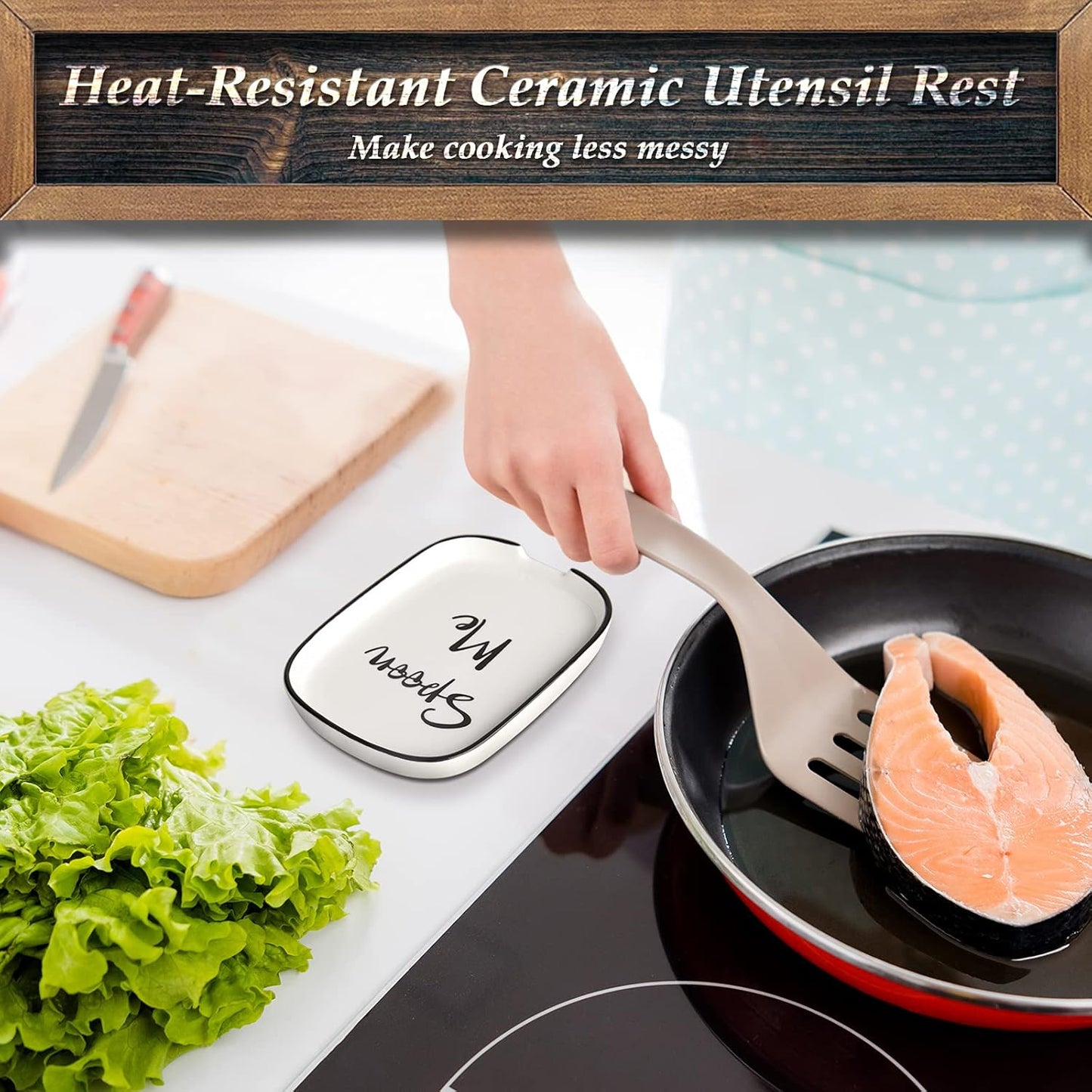 Ceramic Spoon Rest for Stove Top, Large Spoon Holder for Kitchen Count
