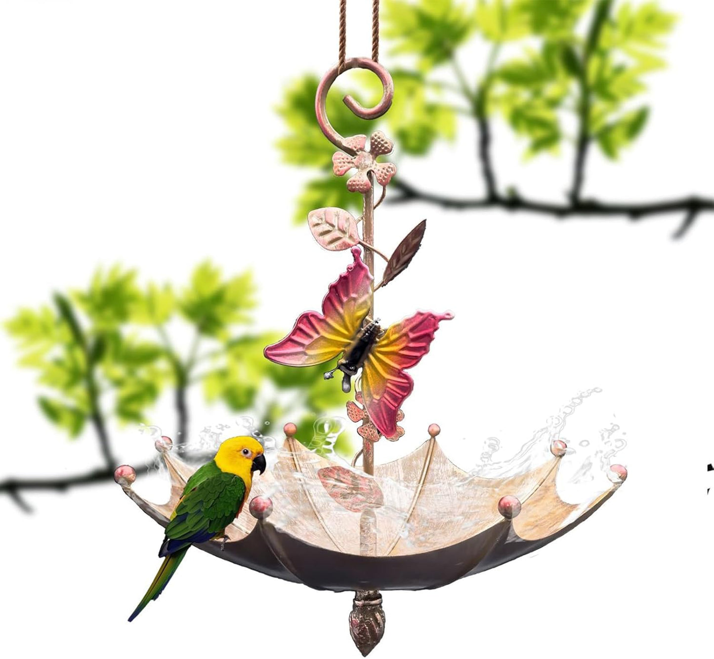Hummingbird Hanging Feeder Tray, Decorative Outdoor Bird Feedes, Umbrella-Style Feeding Dish, Cute Garden Accessory with Spill-Proof Design, Bird Feeder with Modern Style, Ideal for Backyard Deck