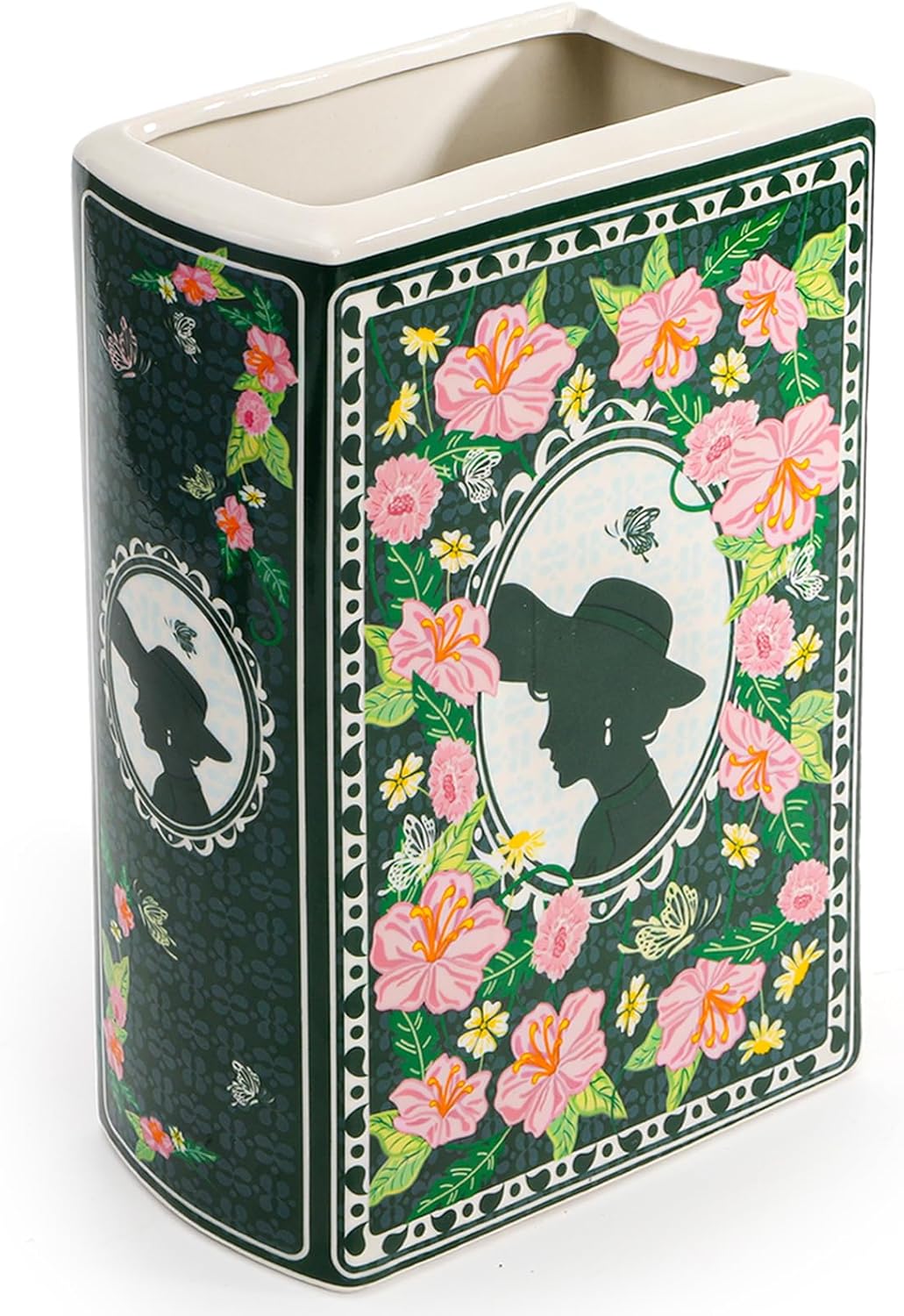 Foraineam Book Vase for Flowers Ceramic Book-Shaped Decorative Vases, Large Book Planter Pot Unique Flower Vases for Bookshelf Dining Table Desk Office Home Decor