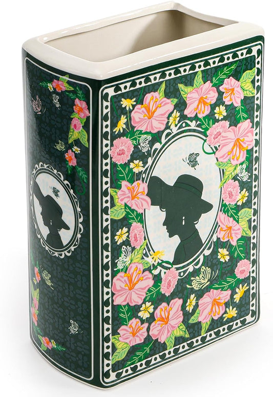Foraineam Book Vase for Flowers Ceramic Book-Shaped Decorative Vases, Large Book Planter Pot Unique Flower Vases for Bookshelf Dining Table Desk Office Home Decor