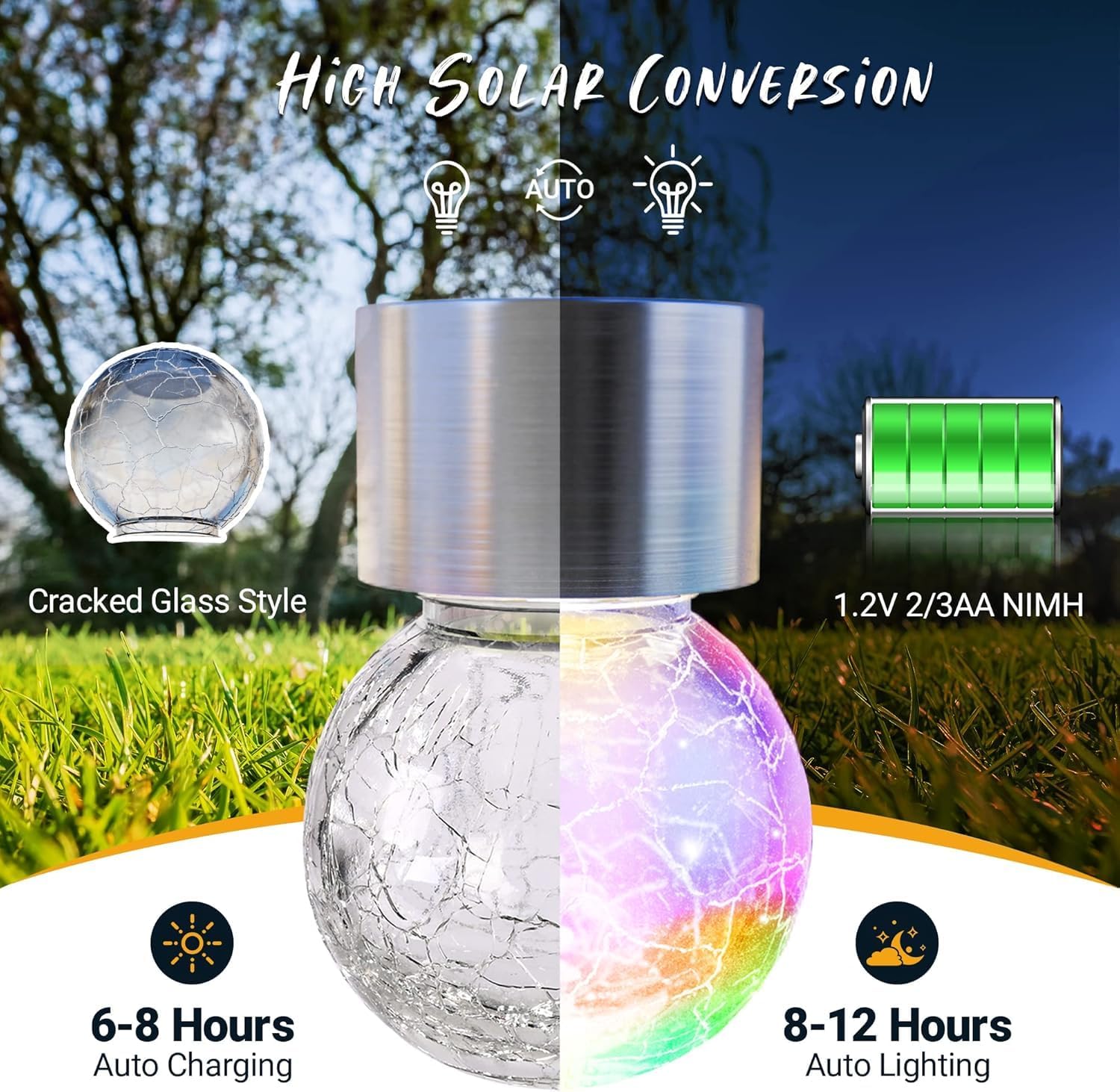 GIGALUMI Solar Lights Outdoor Waterproof, 12 Pack Solar Hanging Lights