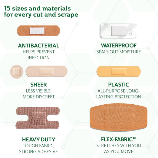 CURAD Assorted Bandages Variety Pack, 300 Count, 6 Styles Including An