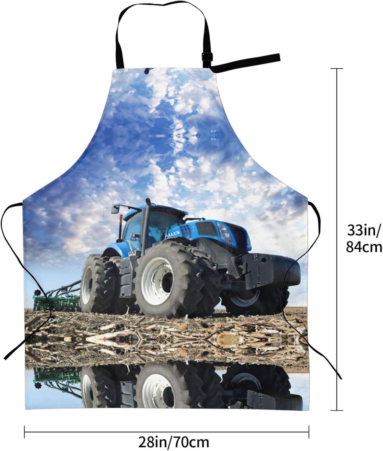Farm Tractor Print 28 x 33in Waterproof Apron with Pockets Fashionable Versatile Smock for Baking