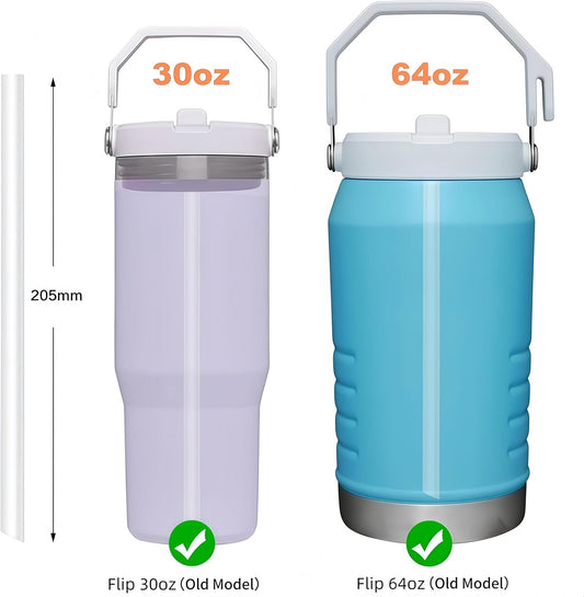 Replacement Straws ONLY Compatible with Stanley IceFlow Flip Straw Tumbler 30 oz,64 oz(Old Model)-Accessories included 6 Straws,1 Cleaning Brush