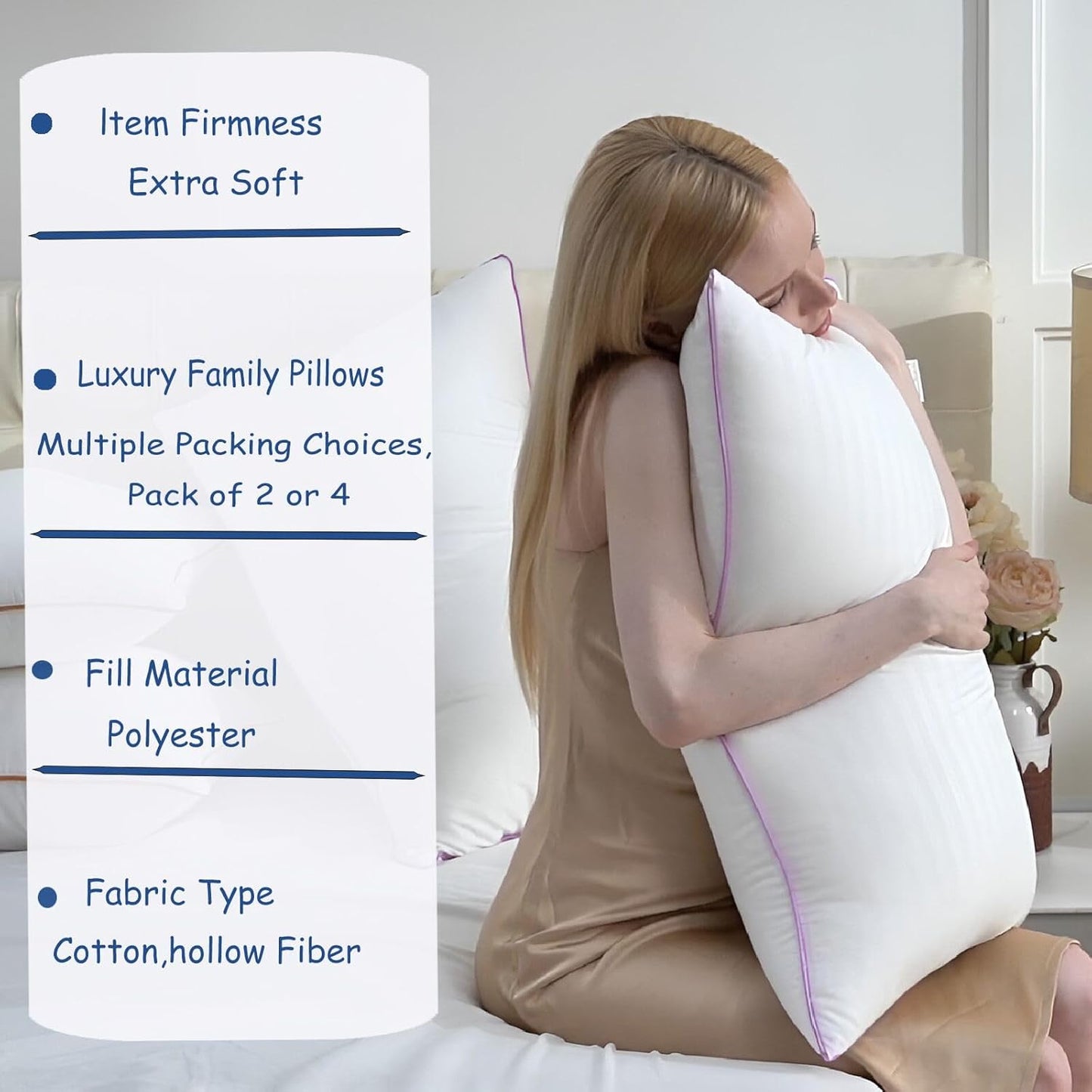 Pillows King Size Set of 2,Breathable Hotel Collection Bed Pillows for Sleeping Medium Soft Down Alternative Microfiber Filled,20 x 36 Inches