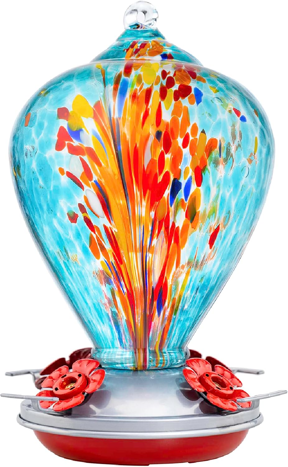 Muse Garden Hummingbird Feeders for Outdoors Hanging, Blown Glass Humm