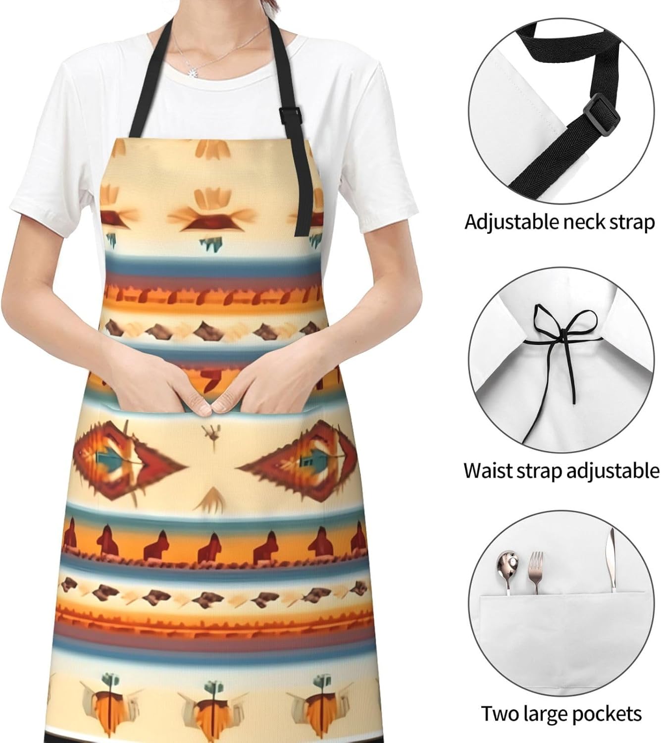 Native American print Waterproof apron with pocket adjustable cooking apron for adult kitchen bibs to bake