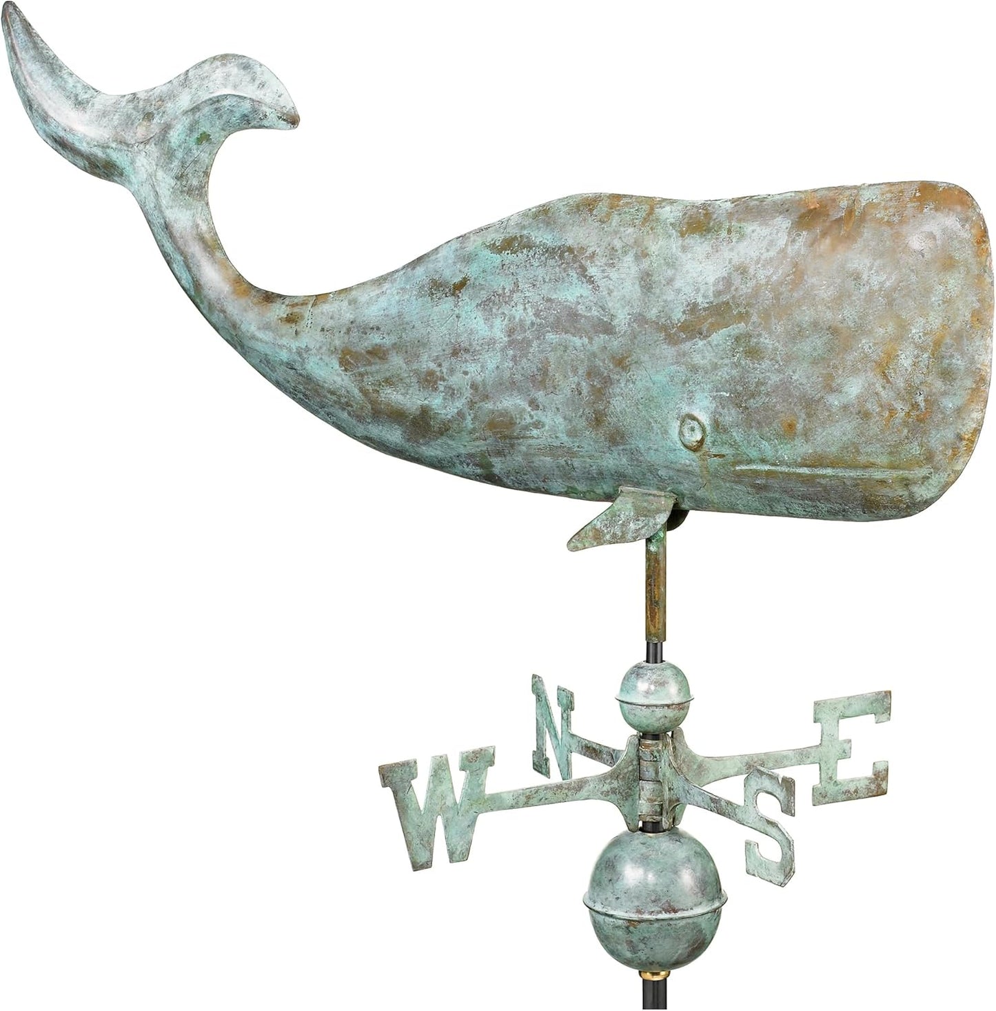 Good Directions 37" Whale Weathervane, Blue Verde Copper, Nautical, Patina
