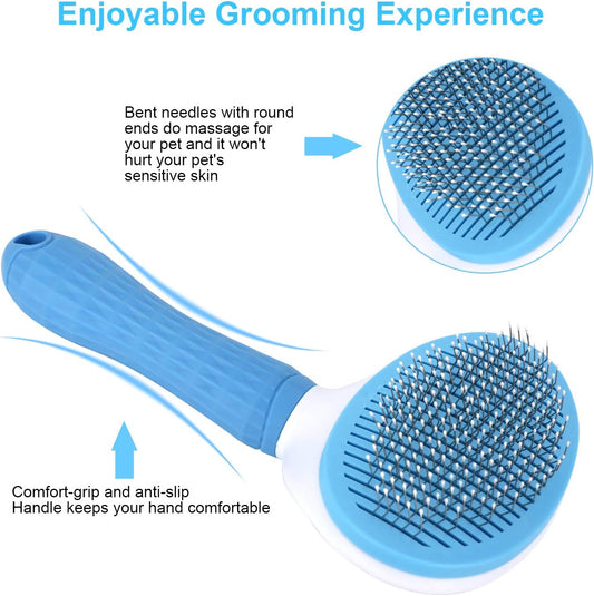 Depets Self Cleaning Slicker Brush, Dog Cat Bunny Pet Grooming Sheddin
