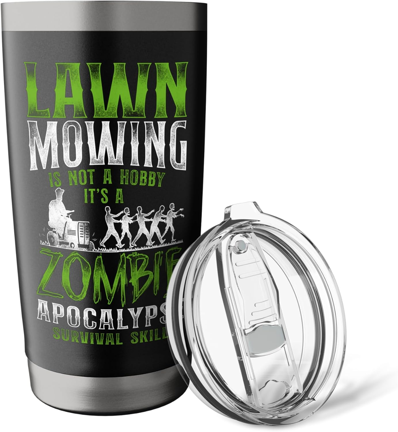 Lawn Mower Mowing Dad Father Landscaper Vintage Zombie Lawn Stainless Steel Insulated Tumbler