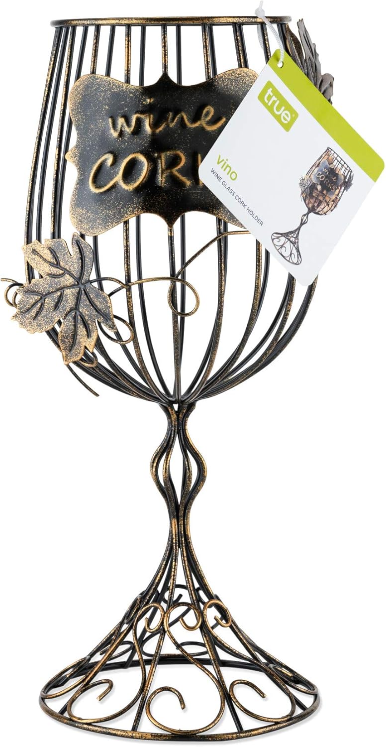 True Wine Glass Cork Holder, Decorative Wine Cork Storage and Decor, S