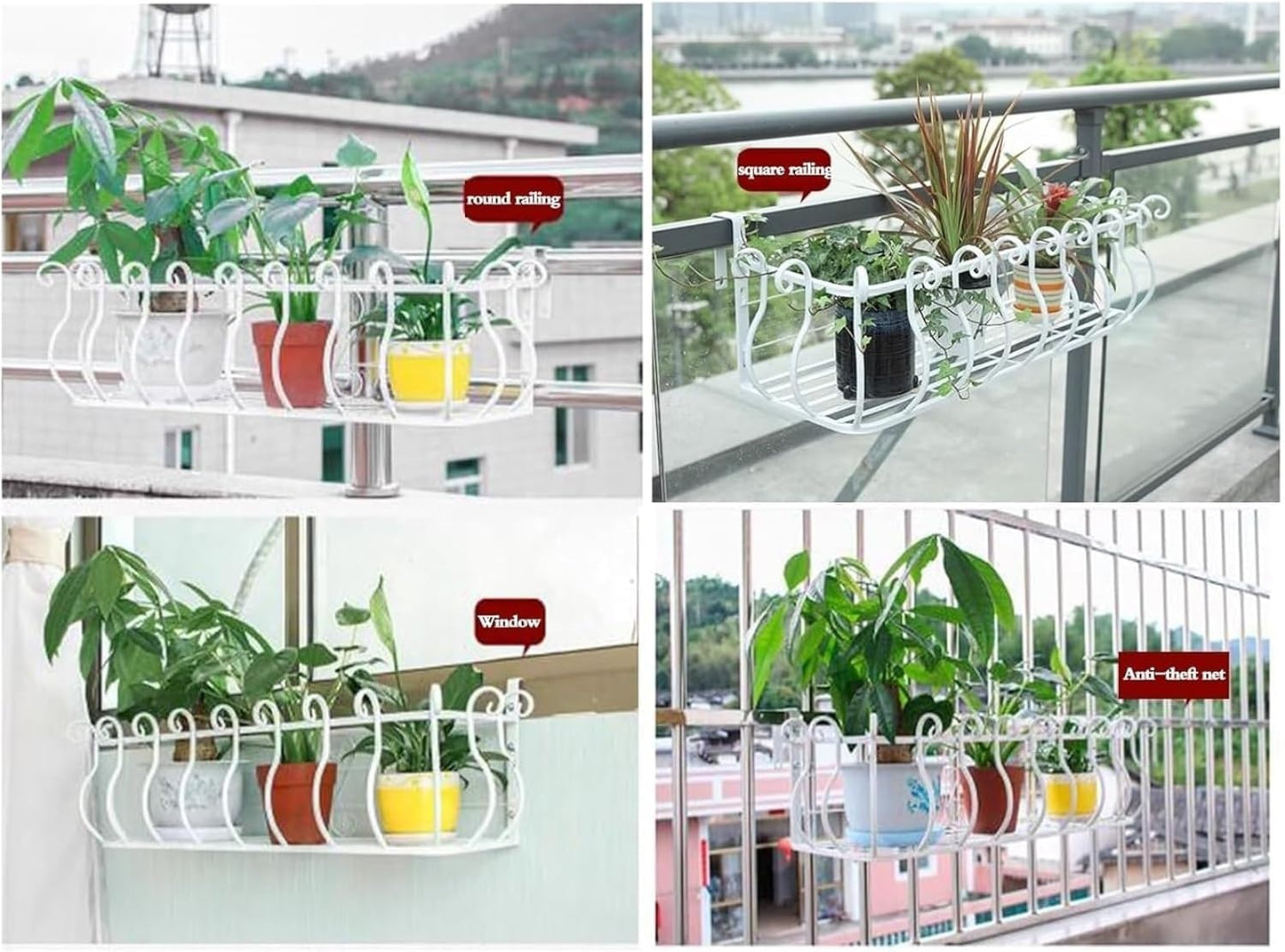 Hanging Railing Planter for Fence & Window Sill | Round/Square Potted 