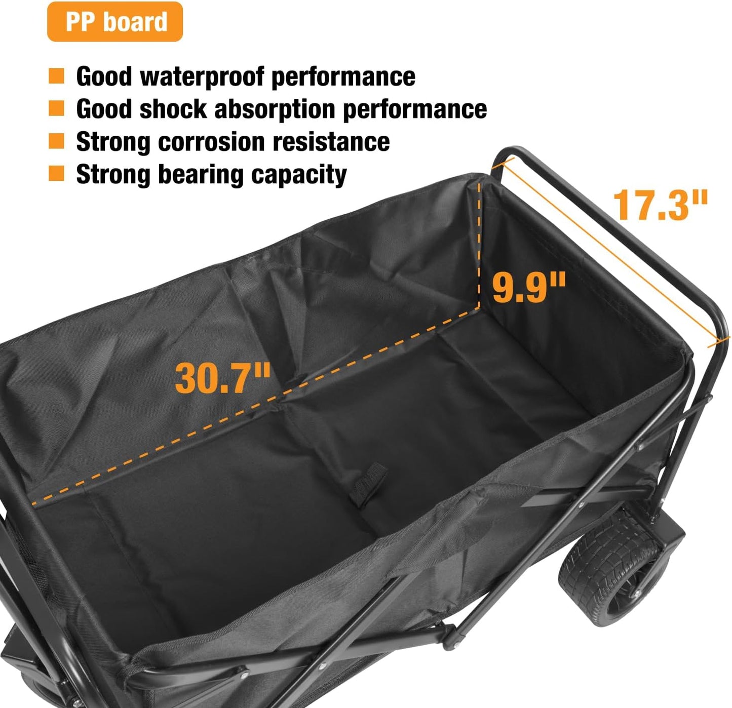 Heavy Duty Collapsible Folding Wagon Cart, All-Terrain Wheels with Dua