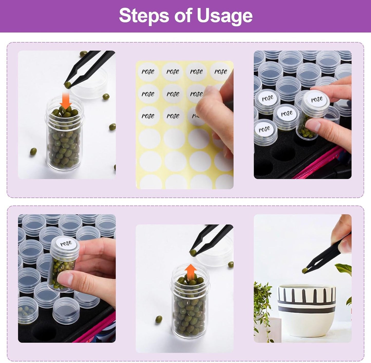 Seed Storage Organizer 140 Slots Seed Organizer Storage Box, Portable 