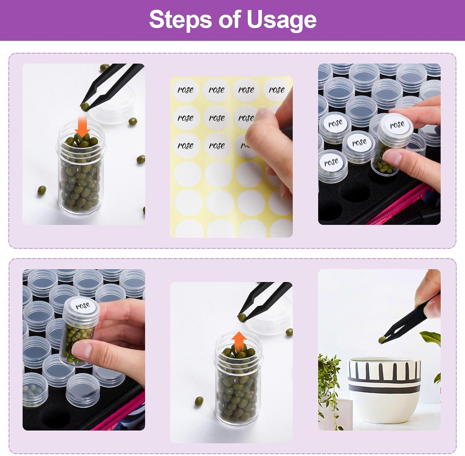 Seed Storage Organizer 140 Slots Seed Organizer Storage Box, Portable 