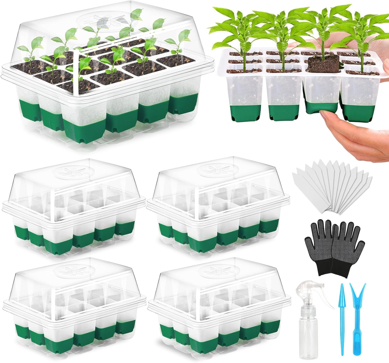 Reusable Seed Starter Tray, 4 Pack Silicone Seed Starter Kit for Start