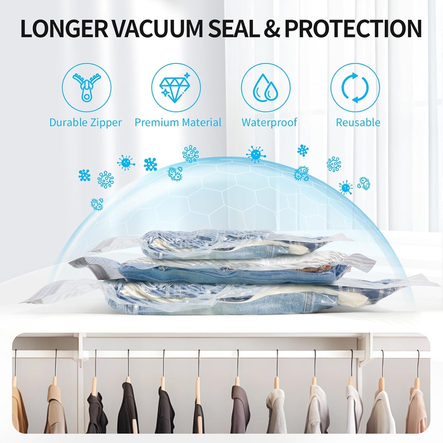 16 PCS Vacuum Seal Bags for Clothing with Electric Air Pump, Compressi