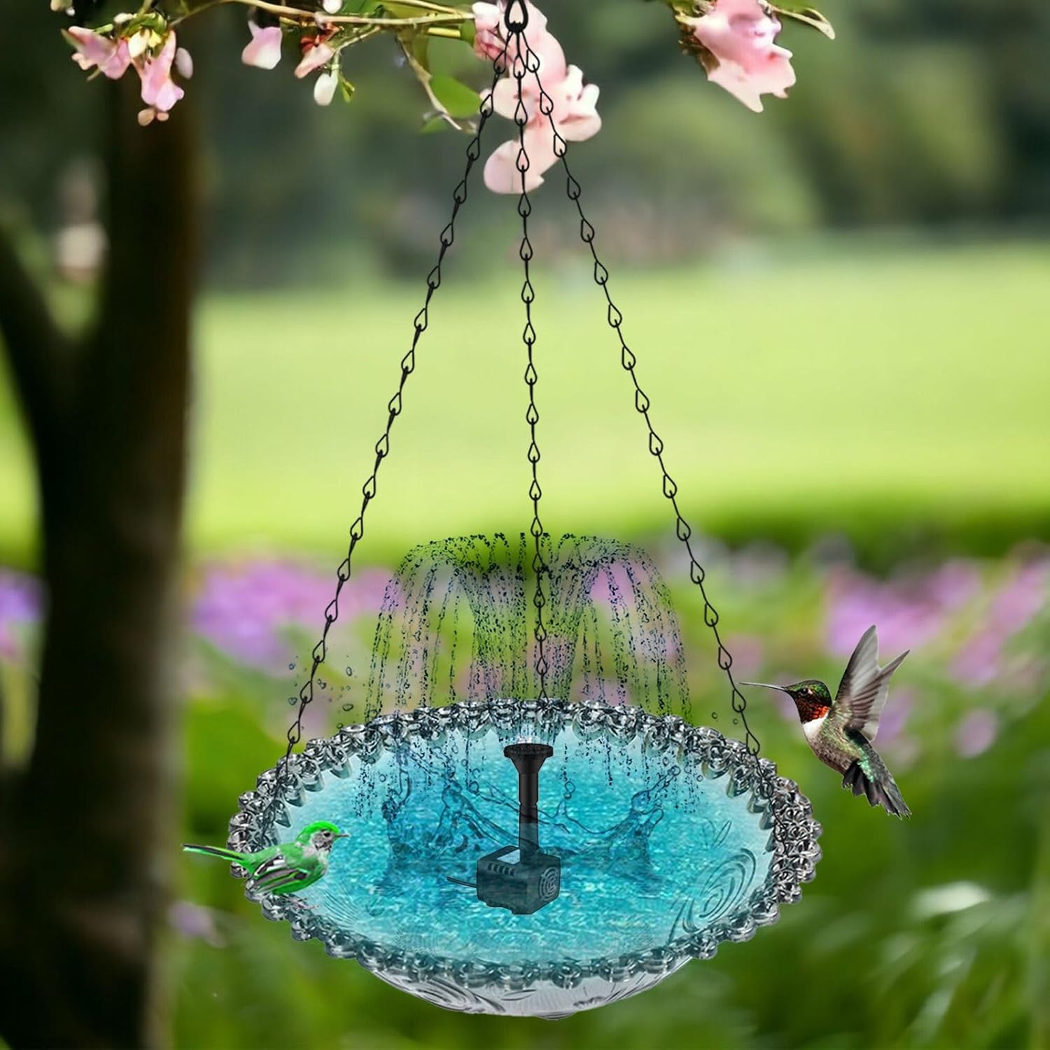 Decorative Solar Power Bird Bath Bowl for Garden Yard Balcony Birdwatc