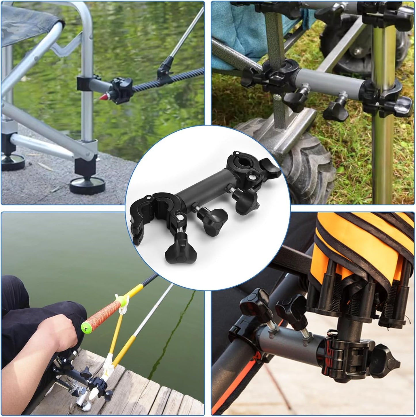 Camping Wagon Cart Umbrella Holder - Garden Push Trolley Umbrella Bracket, Fishing Rod Mount, Versatile Support Accessories, 2 Pcs