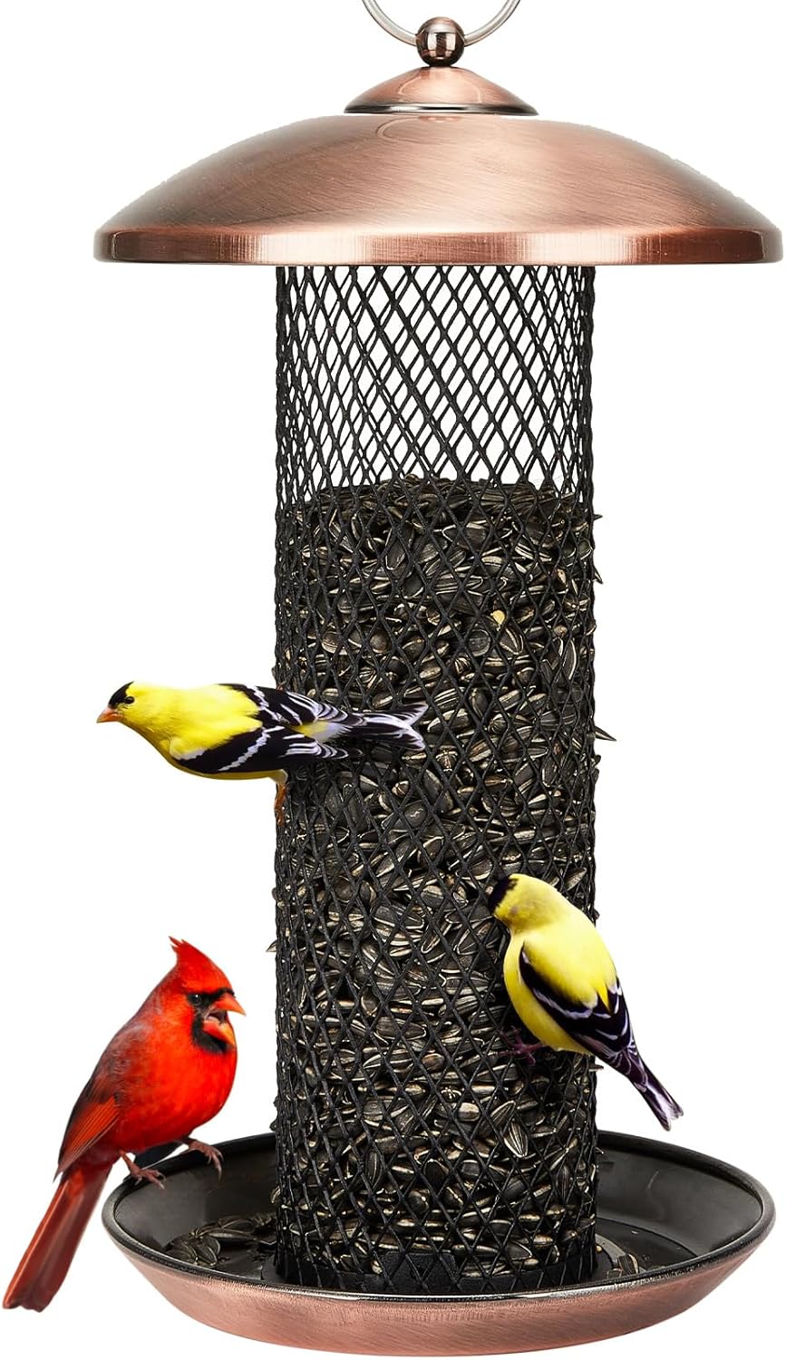 Kingsyard Mesh Tube Bird Feeders for Outdoors Hanging, All Metal, Wild