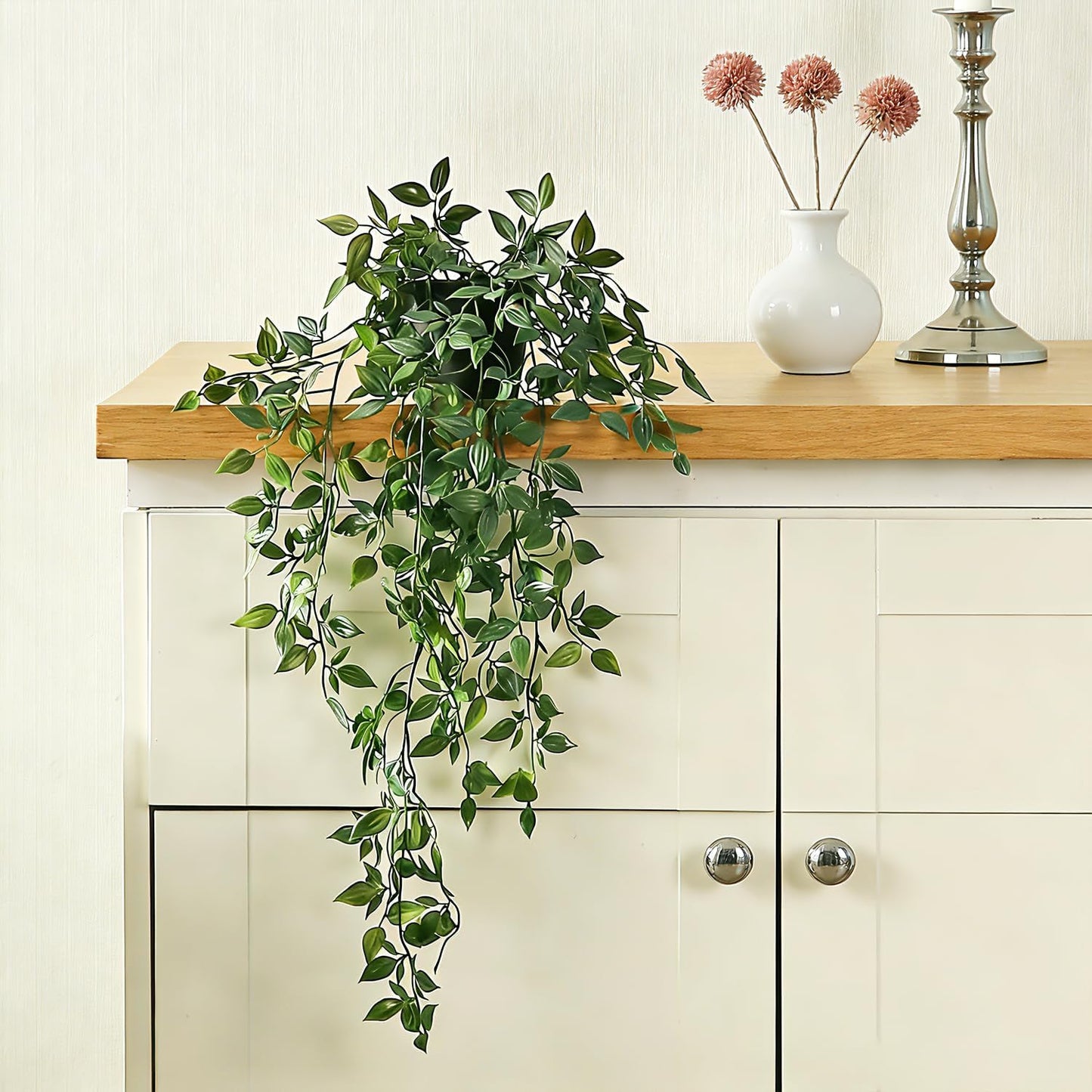 Artificial Hanging Plants,Small Potted Plants Mandala Vine Greenery with Planter for Office Living Room Bathroom Indoor Decor(2 Pcs)
