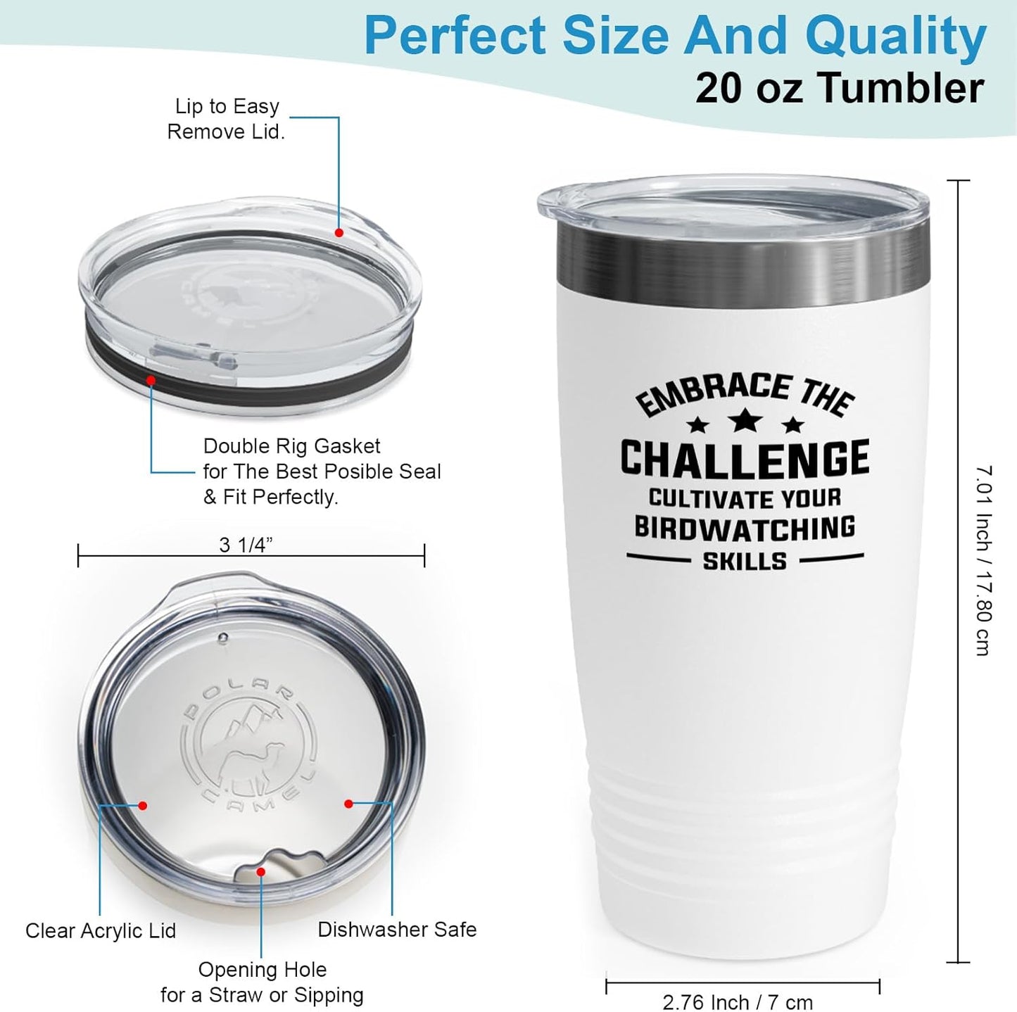 Hobby Tumbler 20oz White -Birdwatching Skills - Bird Feeder Backyard B