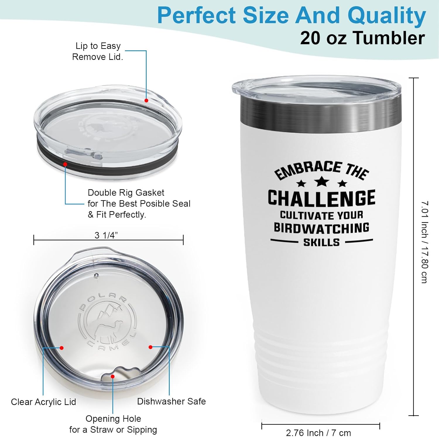 Hobby Tumbler 20oz White -Birdwatching Skills - Bird Feeder Backyard B