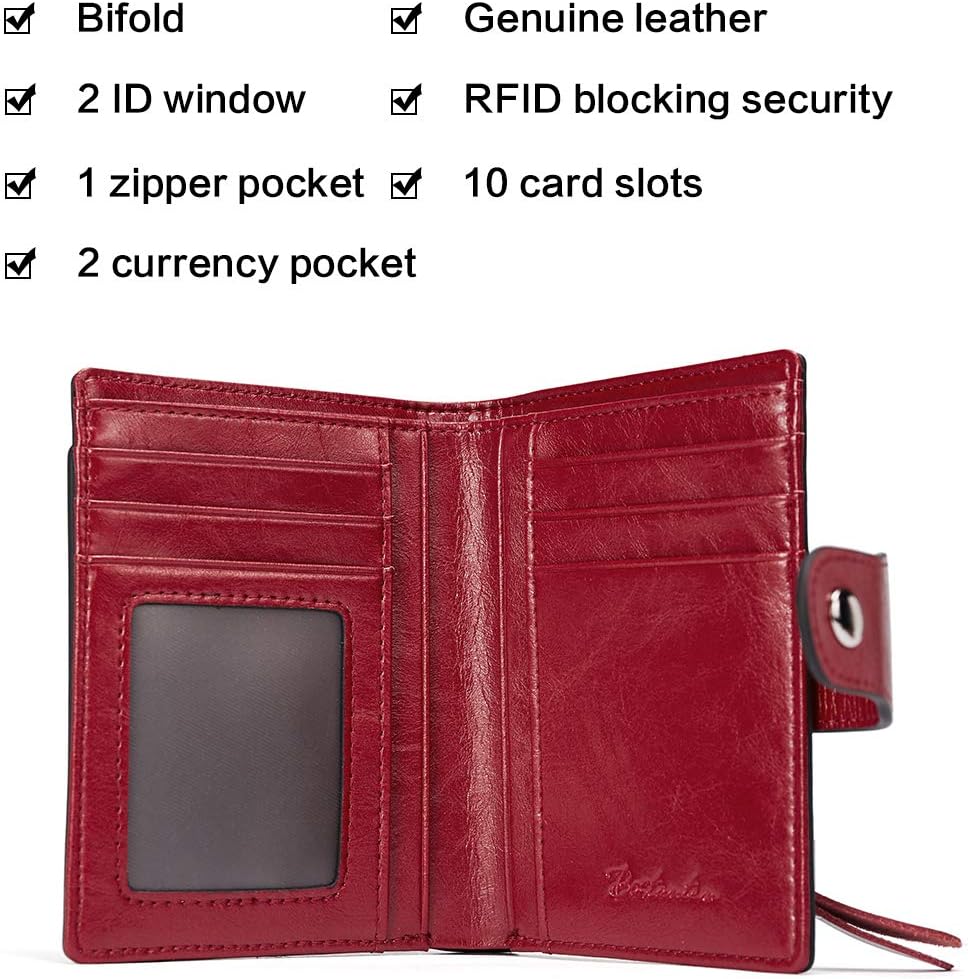 BOSTANTEN Women Leather Wallet RFID Blocking Small Bifold Zipper Pocke