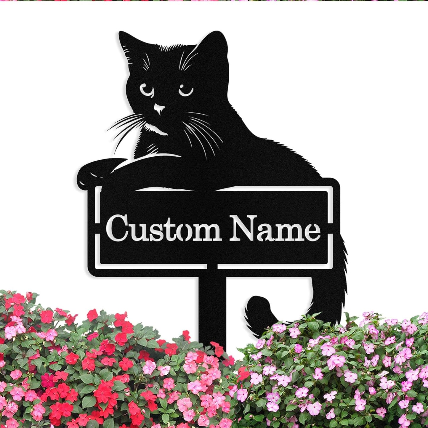 Custom Metal Cat Garden Signs with Stake, Personalized Garden Signs fo