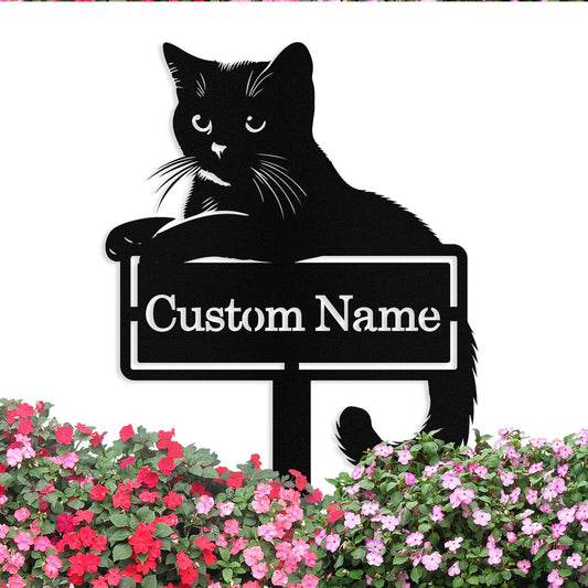 Custom Metal Cat Garden Signs with Stake, Personalized Garden Signs fo