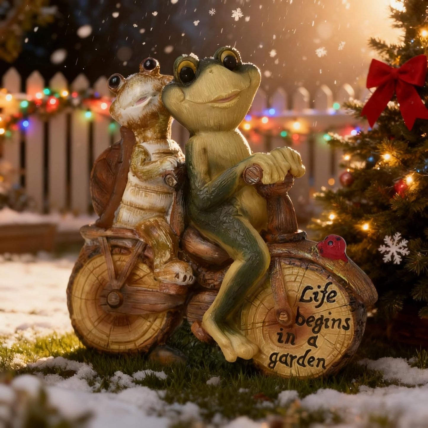 Adorable Frog Turtle-Shaped Resin Decorative Statue, Fun Road Lighting Small lamp, Home Decoration Item, Suitable for Placement in Garden or Balcony.