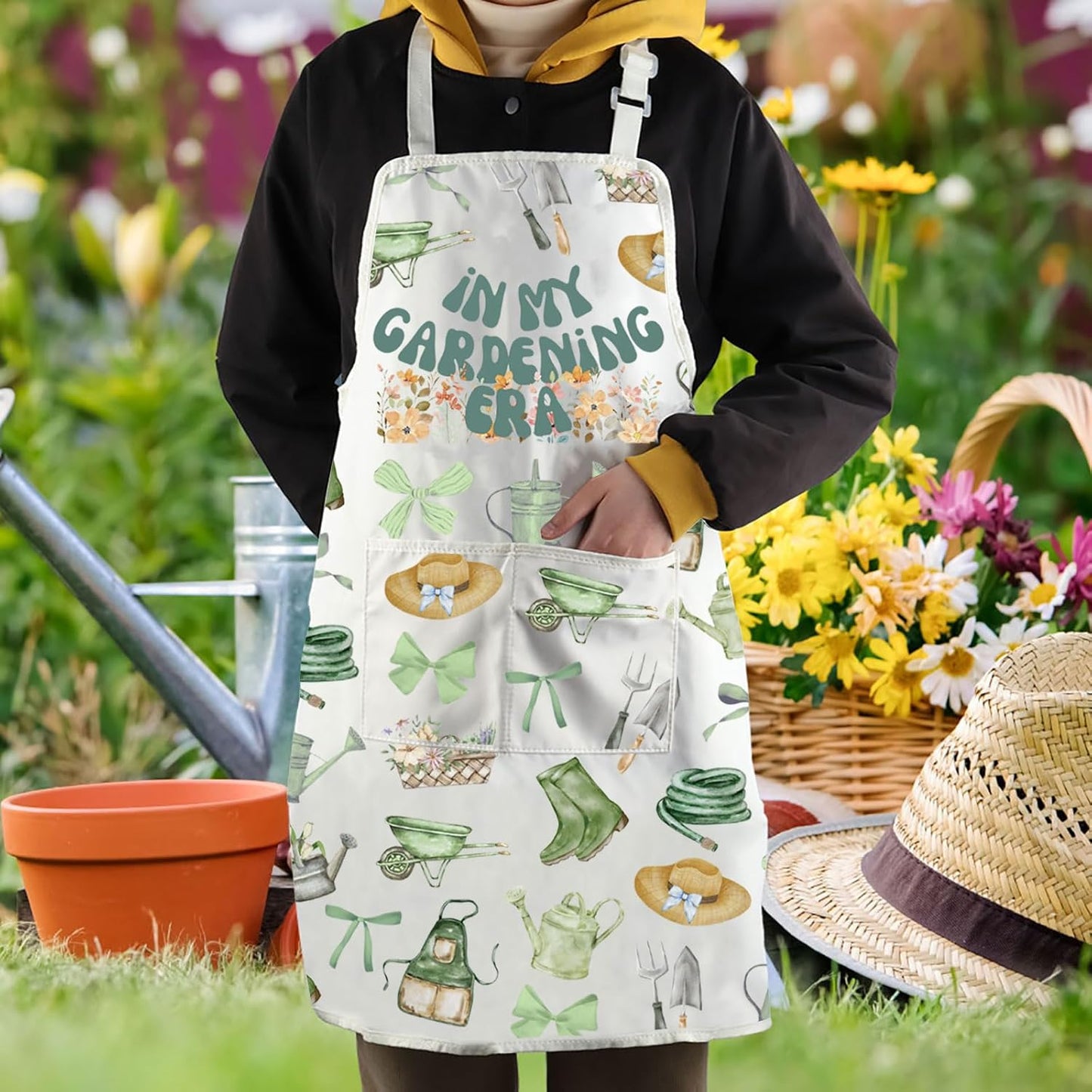 WCGXKO In My Gardening Era Kitchen Apron Gardener Gift Garden Lover Gift Garden Gift Cute Plant Mom Gift Mother’s Day Gift