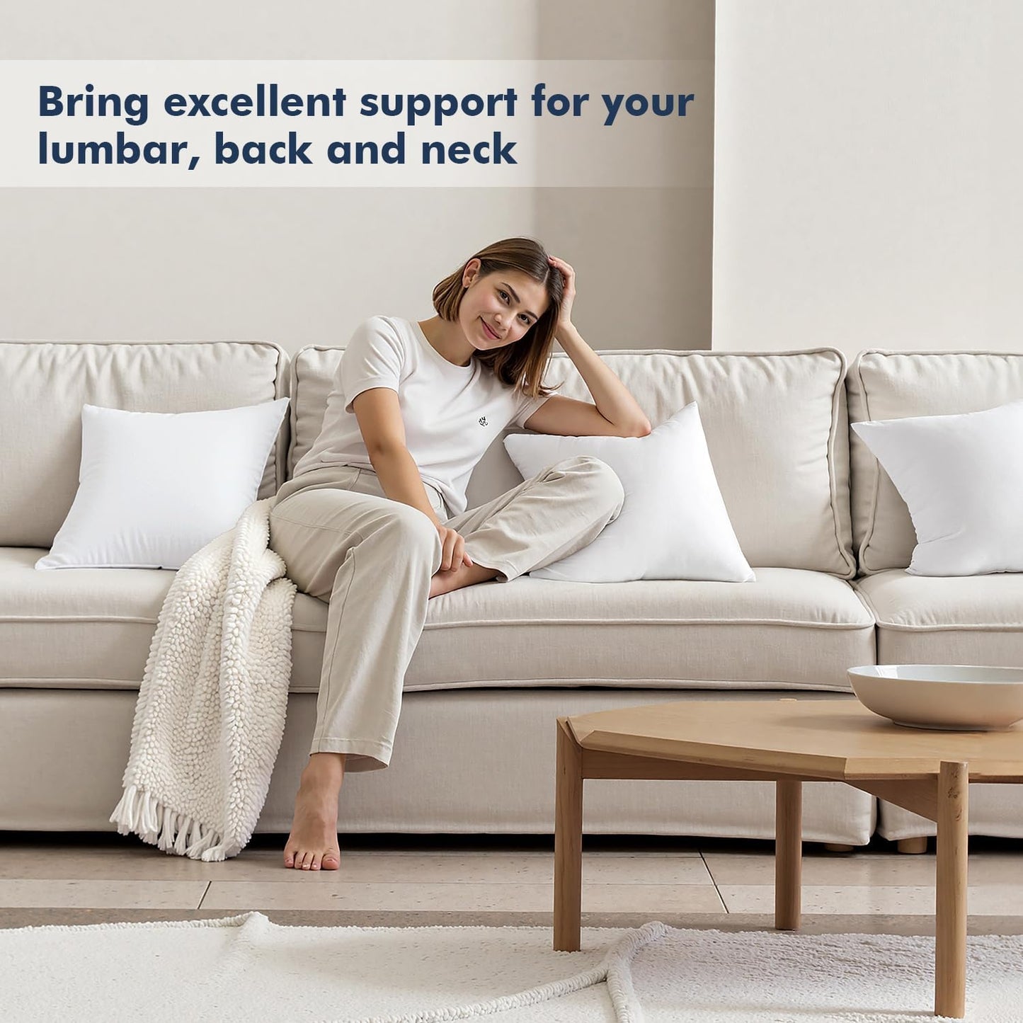 MIULEE Throw Pillows Inserts, Pack of 2 18x18 Inch 100% Virgin Fiber F