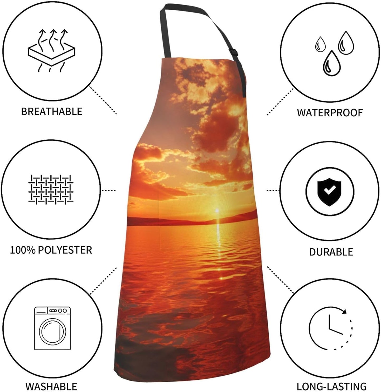 Golden Sunflower print Waterproof apron with pocket adjustable cooking apron for adult kitchen bibs to bake