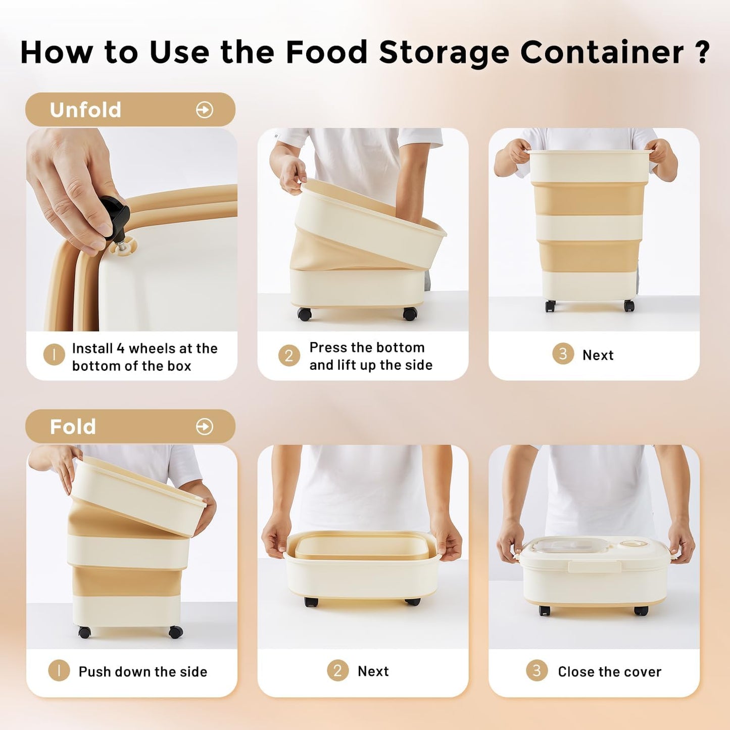 40-50lbs Dog Food Storage Container, Large Capacity Collapsible Airtig