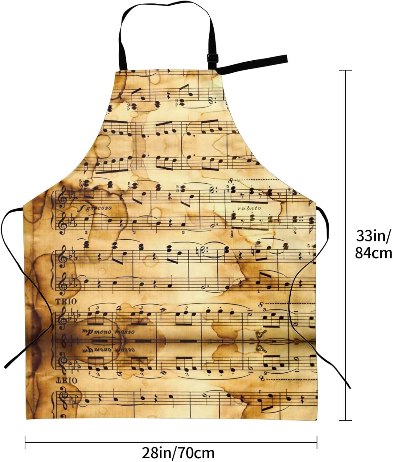 Music Note Print Print Laundry apron 28x33 In Waterproof Kitchen Apron with Pockets for Cooking Baking