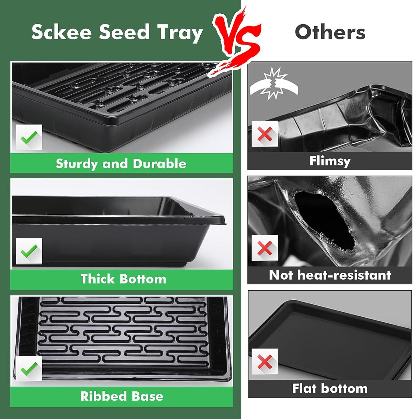 Sckee Upgraded 10 Pack Plant Growing Trays Seed Starting Tray Microgre