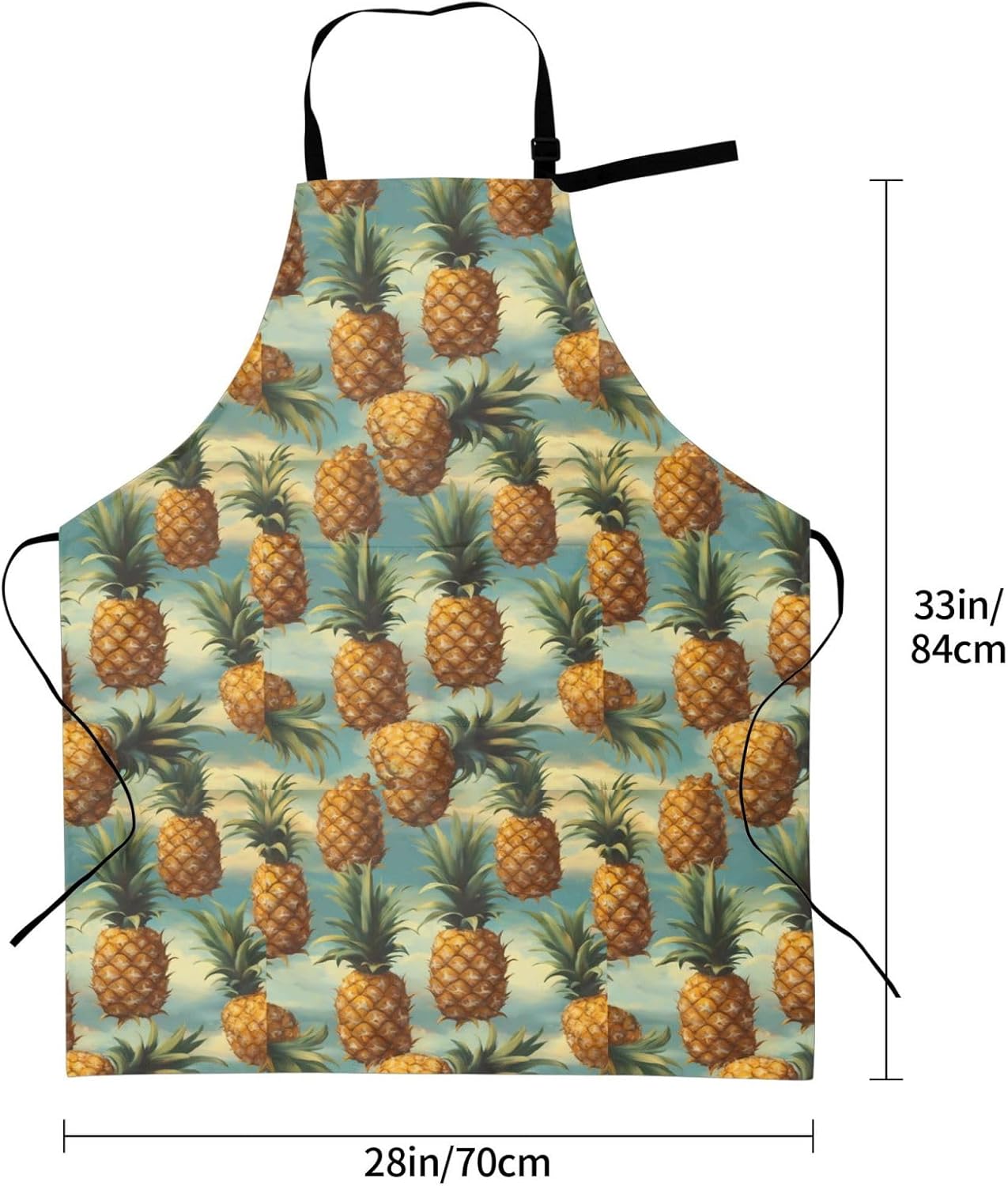YANYU Summer Pineapple Print 28x33 In Kitchen Apron Stylish Chef Apron with Pockets for Cooking Baking Painting