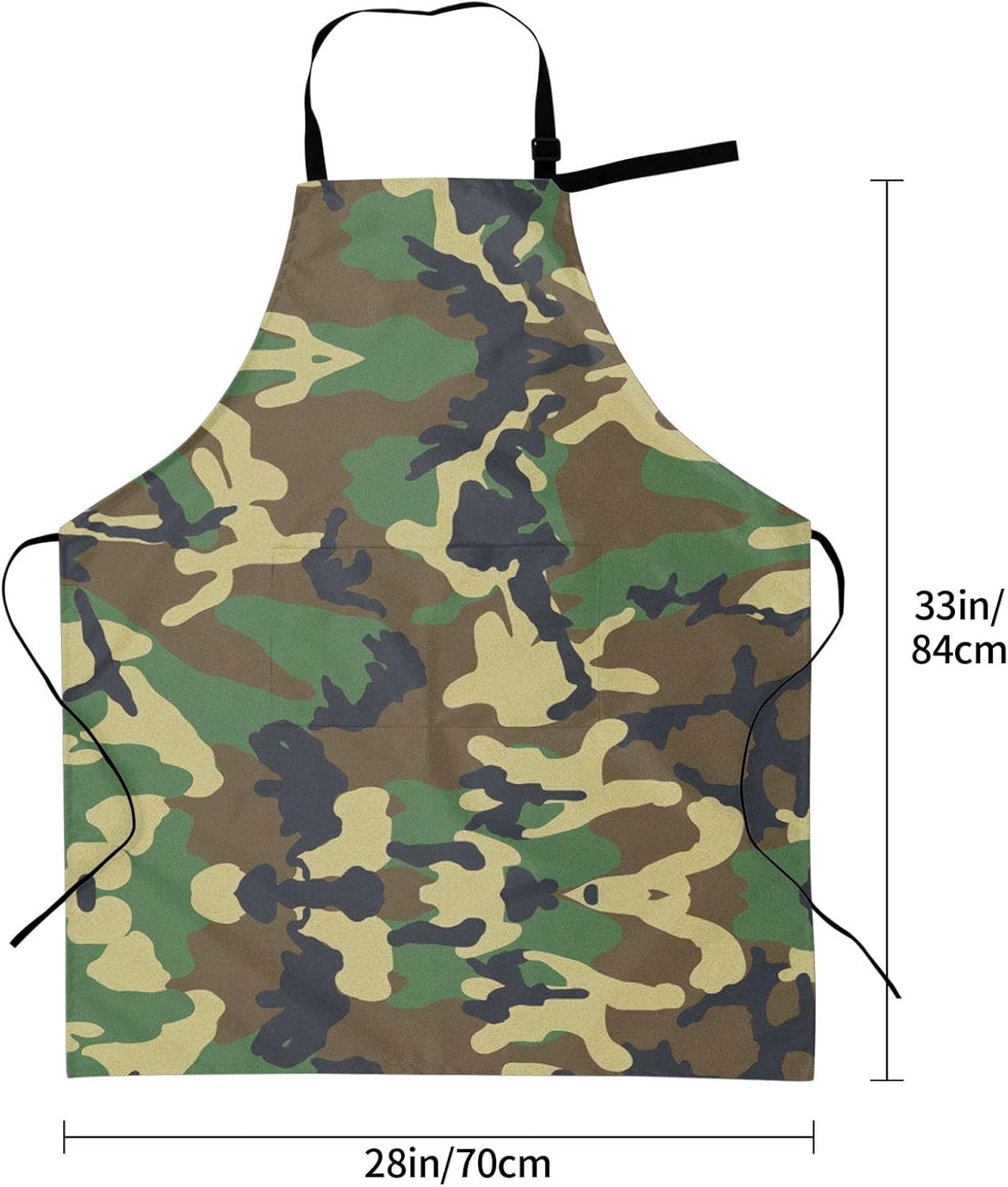 Green Military Camo print Waterproof apron with pocket adjustable cooking apron for adult kitchen bibs to bake