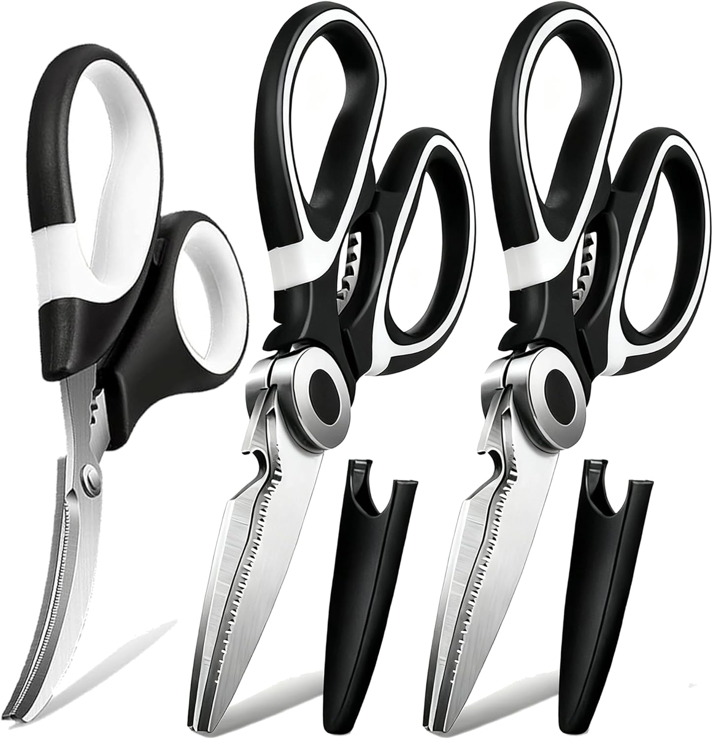 Food Grade Kitchen Scissors All Purpose 3 Pack - Heavy Duty Stainless 